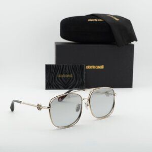 Roberto Cavalli SRC059M 8FFX Aviator Sunglasses - Gold/Grey